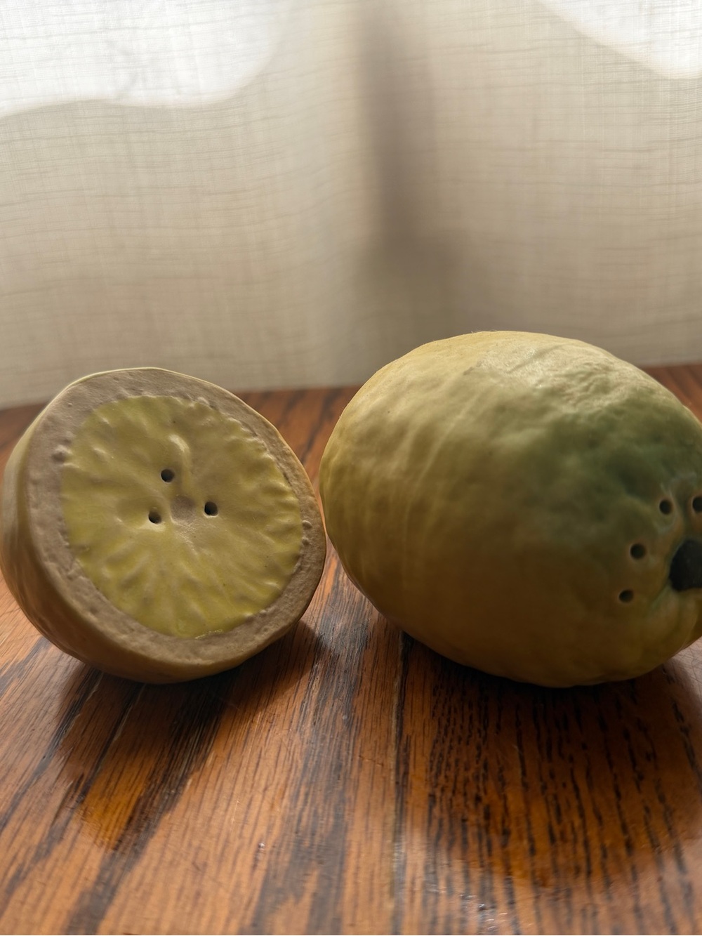 1990s Patricia Garrett Handmade American Pottery Lemons Salt & Pepper Set- 2